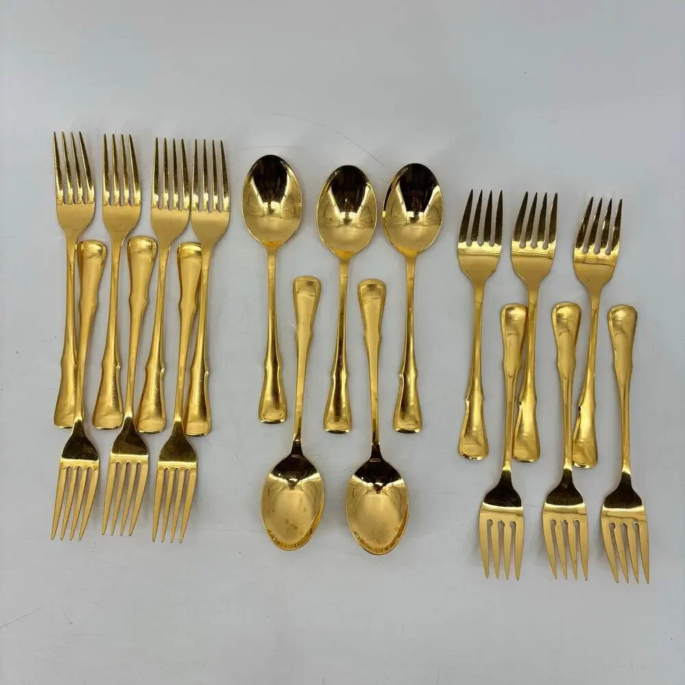 Northland Stainless Gold Spoons Forks Japan 18 Pcs Cottagecore